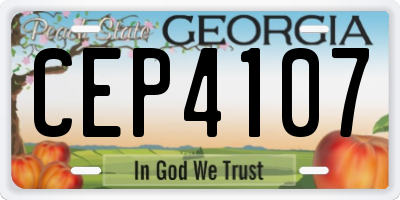 GA license plate CEP4107