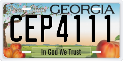 GA license plate CEP4111