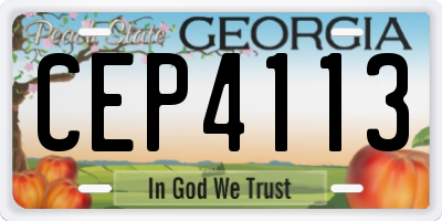 GA license plate CEP4113