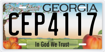 GA license plate CEP4117