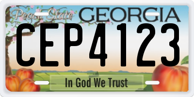 GA license plate CEP4123