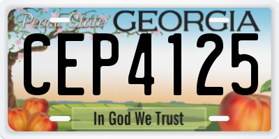 GA license plate CEP4125