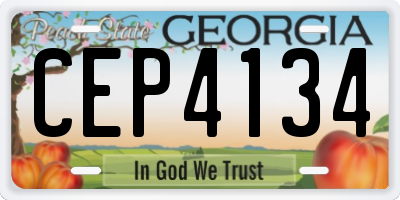 GA license plate CEP4134