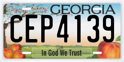 GA license plate CEP4139