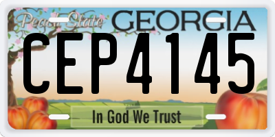 GA license plate CEP4145