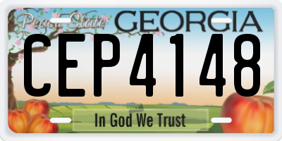 GA license plate CEP4148