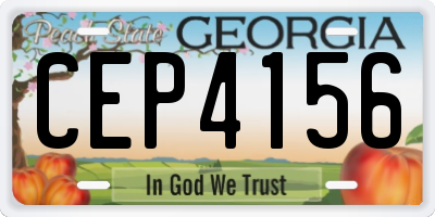 GA license plate CEP4156