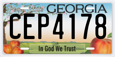 GA license plate CEP4178