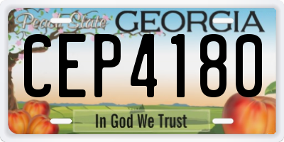 GA license plate CEP4180