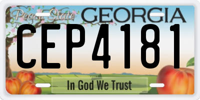 GA license plate CEP4181
