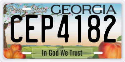 GA license plate CEP4182
