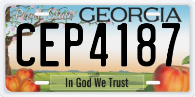 GA license plate CEP4187