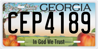 GA license plate CEP4189