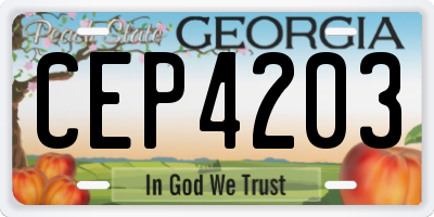 GA license plate CEP4203