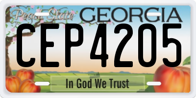 GA license plate CEP4205