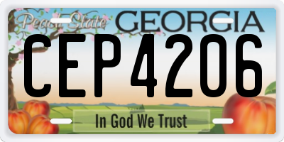 GA license plate CEP4206