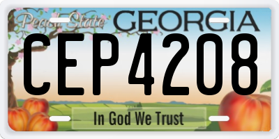 GA license plate CEP4208
