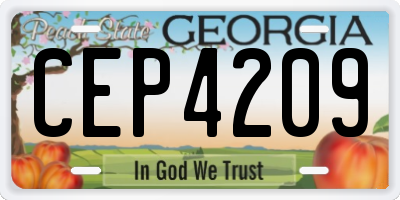 GA license plate CEP4209