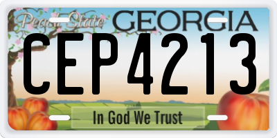 GA license plate CEP4213