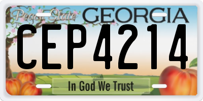 GA license plate CEP4214