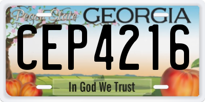 GA license plate CEP4216