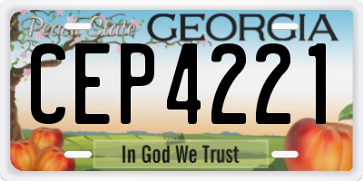 GA license plate CEP4221