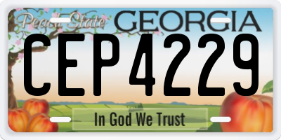GA license plate CEP4229
