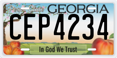 GA license plate CEP4234