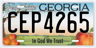 GA license plate CEP4265