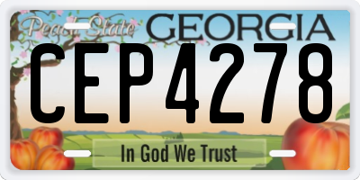 GA license plate CEP4278