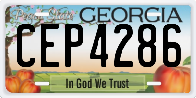 GA license plate CEP4286