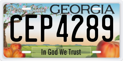 GA license plate CEP4289