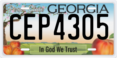 GA license plate CEP4305