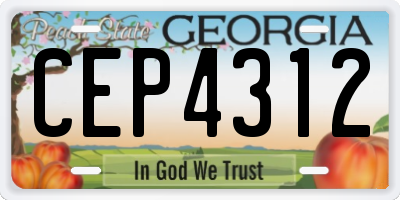 GA license plate CEP4312