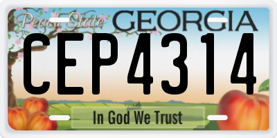 GA license plate CEP4314