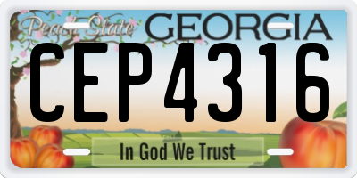 GA license plate CEP4316