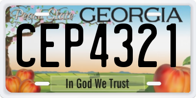 GA license plate CEP4321