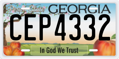 GA license plate CEP4332