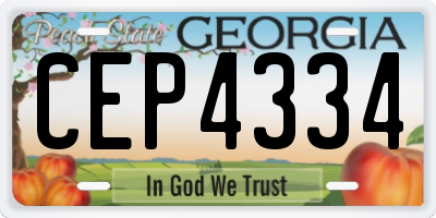 GA license plate CEP4334