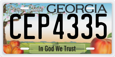GA license plate CEP4335