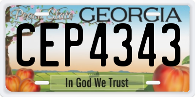 GA license plate CEP4343