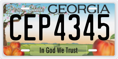 GA license plate CEP4345