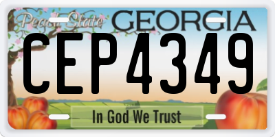 GA license plate CEP4349
