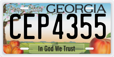 GA license plate CEP4355