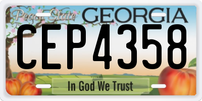 GA license plate CEP4358