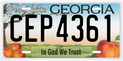 GA license plate CEP4361