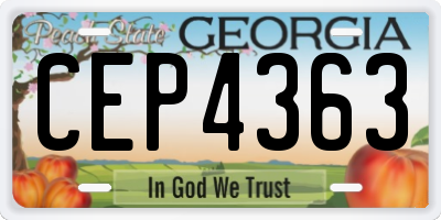 GA license plate CEP4363