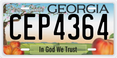 GA license plate CEP4364