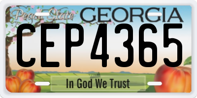 GA license plate CEP4365