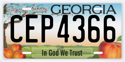 GA license plate CEP4366